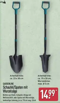 Aldi Nord GARDENLINE Schaufel/Spaten mit Wurzelsäge Angebot