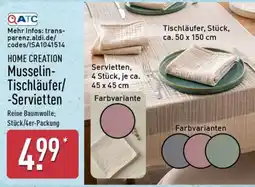 Aldi Nord HOME CREATION Musselin-Tischläufer/-Servietten Angebot