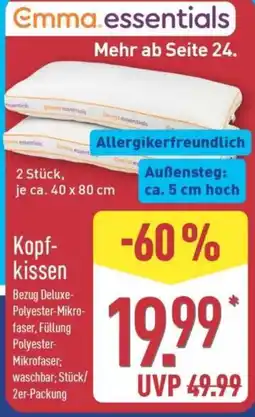Aldi Nord Emma essentials Kopfkissen Angebot