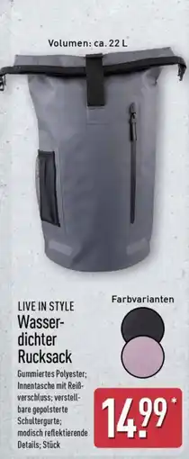 Aldi Nord LIVE IN STYLE Wasser-dichter Rucksack Angebot