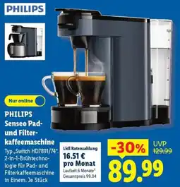 Lidl PHILIPS Senseo Pad- und Filter-kaffeemaschine Angebot