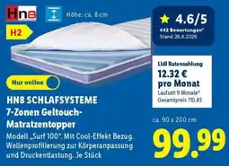 Lidl HN8 SCHLAFSYSTEME 7-Zonen Geltouch-Matratzentopper Angebot
