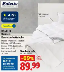 Lidl BALETTE Daunen-Kassettenbettdecke Angebot