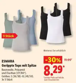 Lidl ESMARA Gerippte Tops mit Spitze Angebot