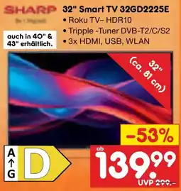 Netto Marken-Discount SHARP 32" Smart TV 32GD2225E Angebot