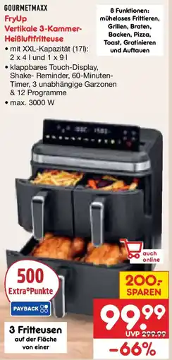 Netto Marken-Discount GOURMETMAXX FryUp Vertikale 3-Kammer-Heißluftfritteuse Angebot