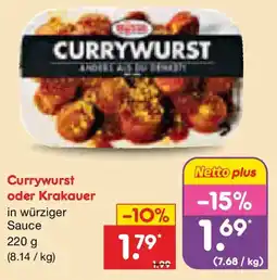 Netto Marken-Discount Currywurst oder Krakauer Angebot