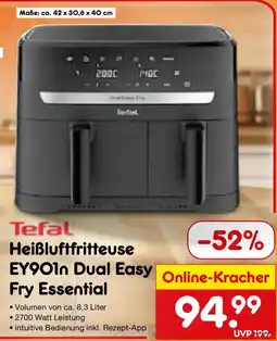 Netto Marken-Discount Tefal Heißluftfritteuse EY901n Dual Easy Fry Essential Angebot