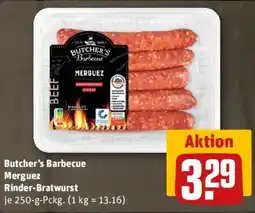REWE Butcher's Barbecue Merguez Rinder-Bratwurst Angebot