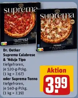 REWE Dr. Oetker Suprema Calabrese & 'Nduja Tipo oder Suprema Tonno Angebot
