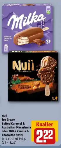 REWE Nuii Ice Cream Salted Caramel & Australian Macadamia oder Milka Vanilla & Chocolate Swirl Angebot