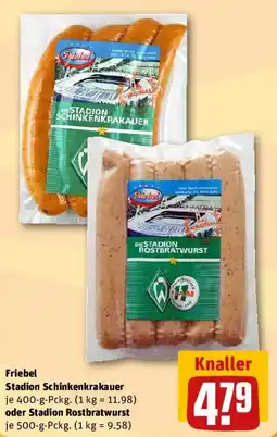 REWE Friebel Stadion Schinkenkrakauer oder Stadion Rostbratwurst Angebot