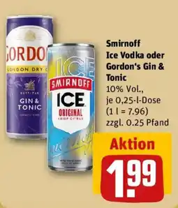 REWE Smirnoff Ice Vodka oder Gordon's Gin & Tonic Angebot