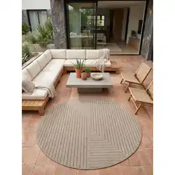 Netto Marken-Discount Outdoor-Teppich Labyrinth-Linien Beige 120x120 cm Wetterfest Angebot