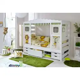 Netto Marken-Discount TiCAA Hausbett mit Bettkasten Safari Kiefer Weiß Angebot