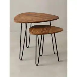 Netto Marken-Discount Beistelltisch Set – 2-teilig, Massivholz, Metallgestell, schmal Angebot