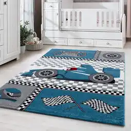 Netto Marken-Discount Kinderteppich TASNA, mit Rennwagen-Motiv, Blau, 80 x 150 cm Angebot