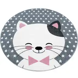 Netto Marken-Discount Kinderteppich TASNA, mit Katzen-Motiv, Rosa, Ø 120 cm Angebot