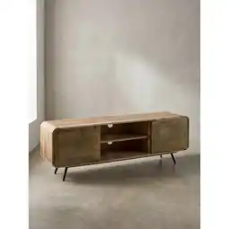 Netto Marken-Discount Lowboard Mango Massivholz Modern Stil 160x55x41 cm mit punzierten Türen Angebot
