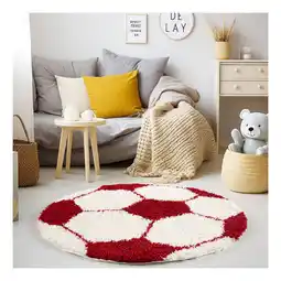 Netto Marken-Discount Kinderteppich MATREI, mit Fußball-Motiv, Rot, Ø 100 cm Angebot