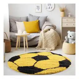 Netto Marken-Discount Kinderteppich MATREI, mit Fußball-Motiv, Gelb, Ø 100 cm Angebot
