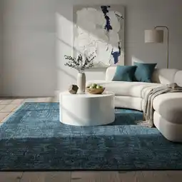 Netto Marken-Discount Teppich aus Baumwolle Waschbar KOFEL in Blau, einfarbig, 200 x 290 cm Angebot