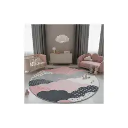 Netto Marken-Discount Kinderteppich COGNE, mit Wolken-Motiv, Rosa, Ø 160 cm Angebot