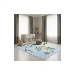 Netto Marken-Discount Kinderteppich TRAUN, mit Weltkarte-Tiere-Motiv, Blau, 100 x 150 cm Angebot