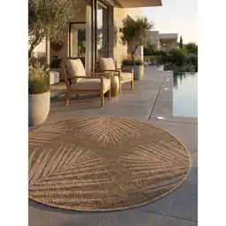 Netto Marken-Discount Outdoor-Teppich Palmblätter Braun 120x120 cm Wetterfest Angebot