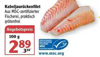 Globus Kabeljaurückenfilet 100g Angebot