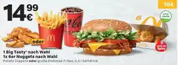 McDonald’s 1 Big Tasty nach Wahl 1x 6er Nuggets nach Wahl Angebot
