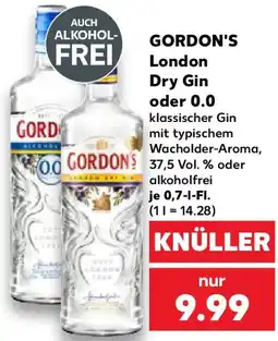 Kaufland GORDON'S London Dry Gin oder 0.0 Angebot