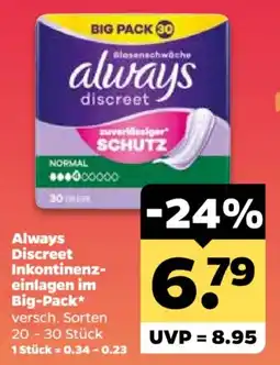 Netto Always Discreet Inkontinenz-einlagen Angebot