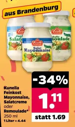 Netto Kunella Feinkost Mayonnaise, Salatcreme oder Remoulade* Angebot