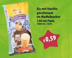 Mix Markt Eis mit Vanillegeschmack im Waffelbecher Angebot