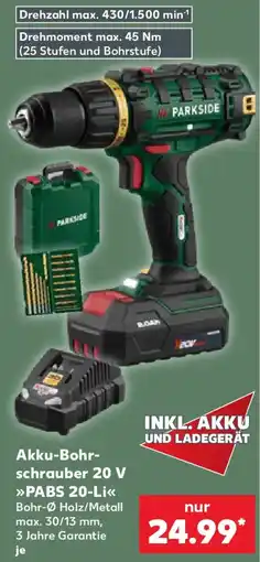 Kaufland Akku-Bohrschrauber 20 V PABS 20-Li Angebot