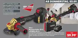 Kaufland Akku Winkelschleifer 20 V PPWSA 20-Li Angebot