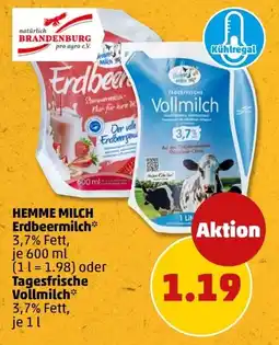 PENNY HEMMEL MILCH Erdbeermilch oder Tagesfrische Vollmilch Angebot
