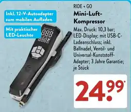 Aldi Süd RIDE + GO Mini-Luft-Kompressor Angebot