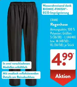Aldi Süd CRANE Regenhose Angebot