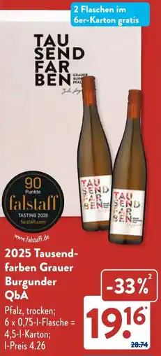 Aldi Süd Tausend-farben Grauer Burgunder QbA Angebot