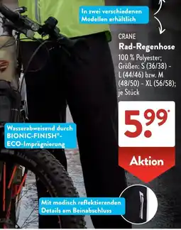 Aldi Süd CRANE Rad-Regenhose Angebot