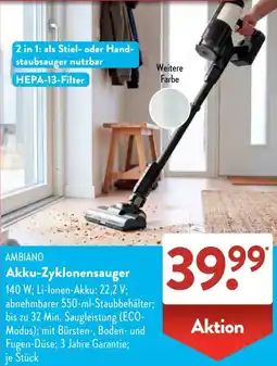 Aldi Süd AMBIAINO Akku-Zyklonensauger Angebot