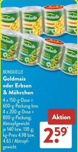 Aldi Süd BONDUELLE Goldmais oder Erbsen & Möhrchen Angebot