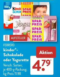 Aldi Süd FERRERO kinder®-Schokolade oder Yogurette Angebot