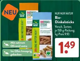 Aldi Süd NUR NUR NATUR Bio-Dinkelsticks Angebot