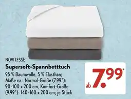 Aldi Süd NOVITESSE Supersoft-Spannbetttuch Angebot