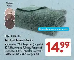 Aldi Süd HOME CREATION Teddy-Fleece-Decke Angebot