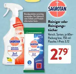 Aldi Süd SAGROTAN Reiniger oder Reinigungstücher Angebot