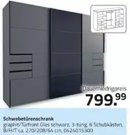 ROLLER Schwebetürenschrank graphit/Türfront Glas schwarz Angebot